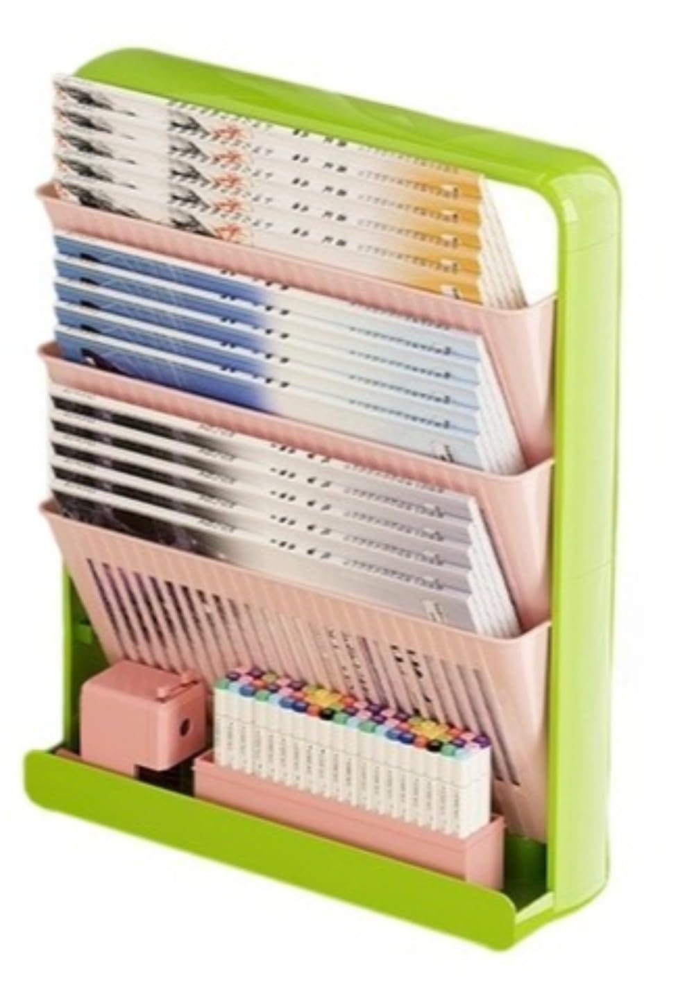 マガジンラック 北欧風 5段ファイルトロリー 隙間収納 本棚 教科書本棚 小型キャスター付き デスクトップ収納ラック 狭額縁 リビング書斎 大容量 (3層（37*10*47cm）,イエロー)