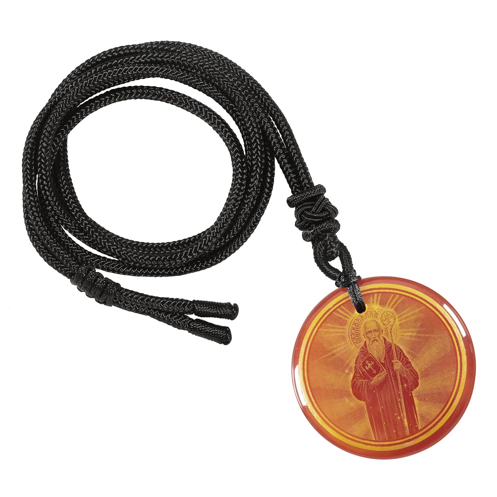 ラウンド刻印ペンダント 男女兼用 ヒーリングクリスタルストーンペンダントネックレス 調節可能