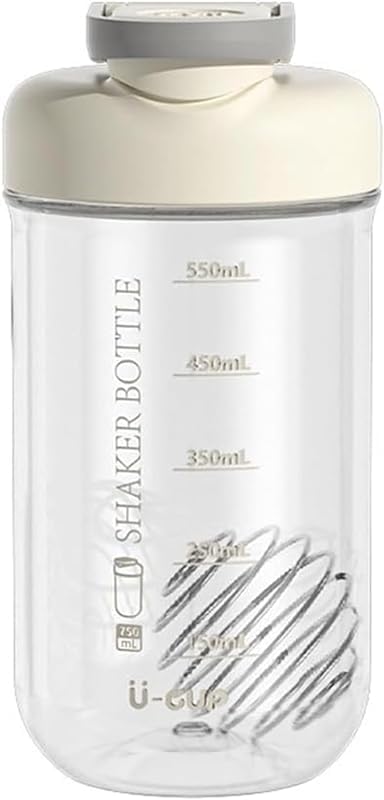 水位インジケーター付きプロテインシェイカーカップ、ボール付きミキシングカップ、耐熱性、食器洗い機..