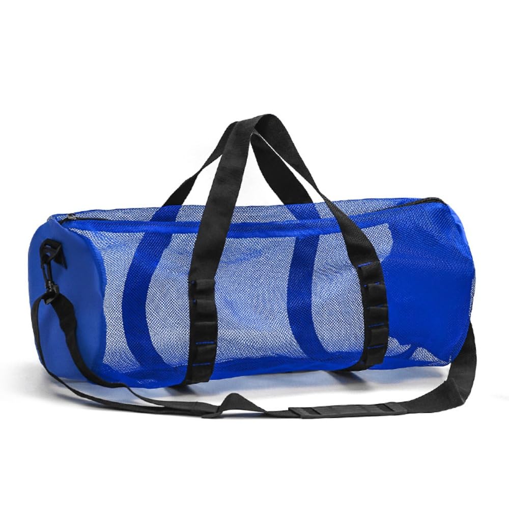 シュノーケリングメッシュダイビングバッグ、ダッフルバッグ、ビーチ、円筒形メッシュバッグ、水泳やス..