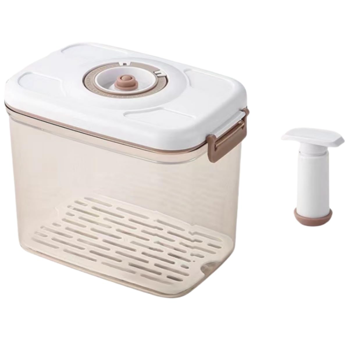 真空食品保存容器 真空ポンプ付き 食品真空保存ボックス 取り外し可能なドレンプレート付き 冷蔵庫食品保存ボックス 気密 果物 野菜 パン スナック用 (1.2+ポンプ台)