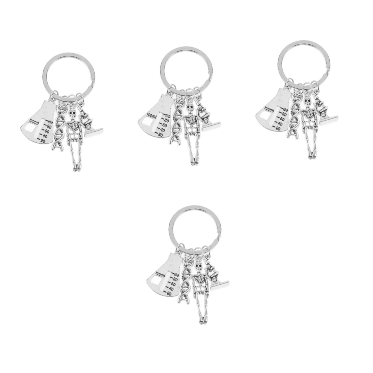 4個 生物学キーホルダー 装飾キーホルダー 科学キーホルダー キーホルダーの装飾品 科学者キーホルダー..