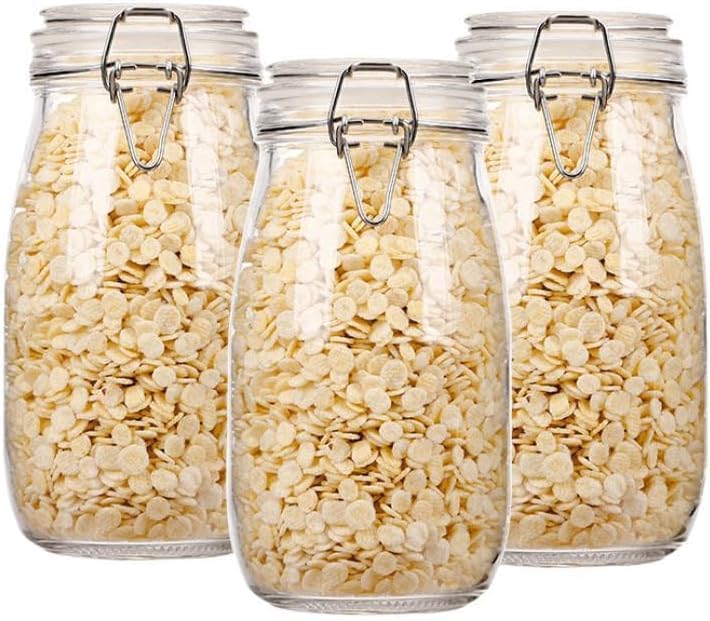 3個 ガラス密封瓶 ガラスびん 大容量 食品保存容器 ガラス 密封保存瓶 塩漬け瓶 キムチ瓶 パッションフ..