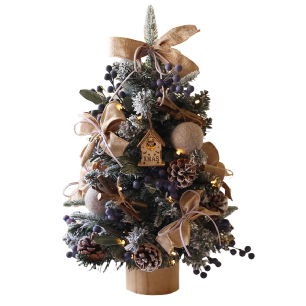 クリスマスツリー 卓上 ミニ クリスマスツリー イルミネーションライト クリスマスつりー 小さめ 雪化..