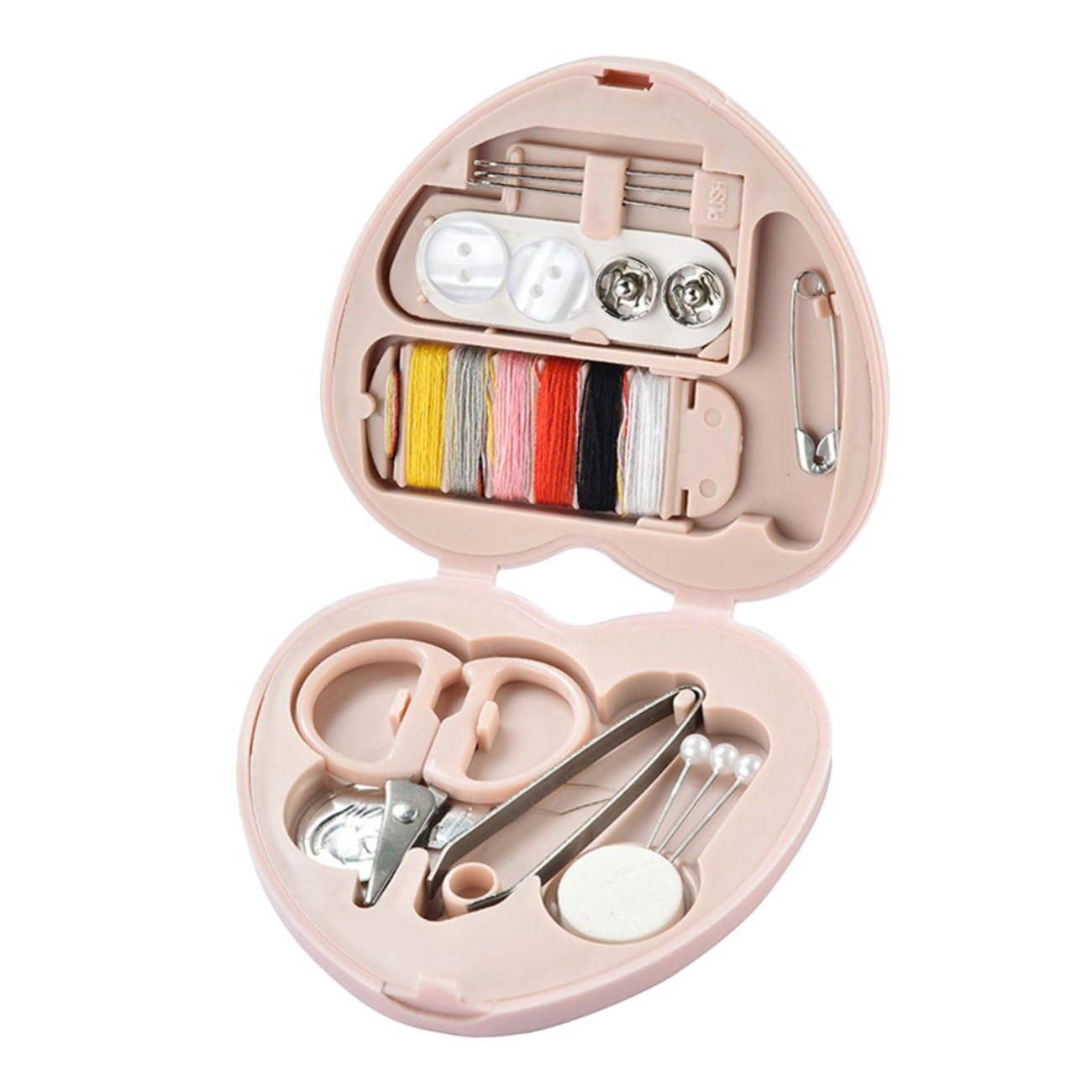 心形ミニ裁縫キット コンパクト製収納ケース 携帯用刺繍針ケース 裁縫道具 学生 旅行用 収納