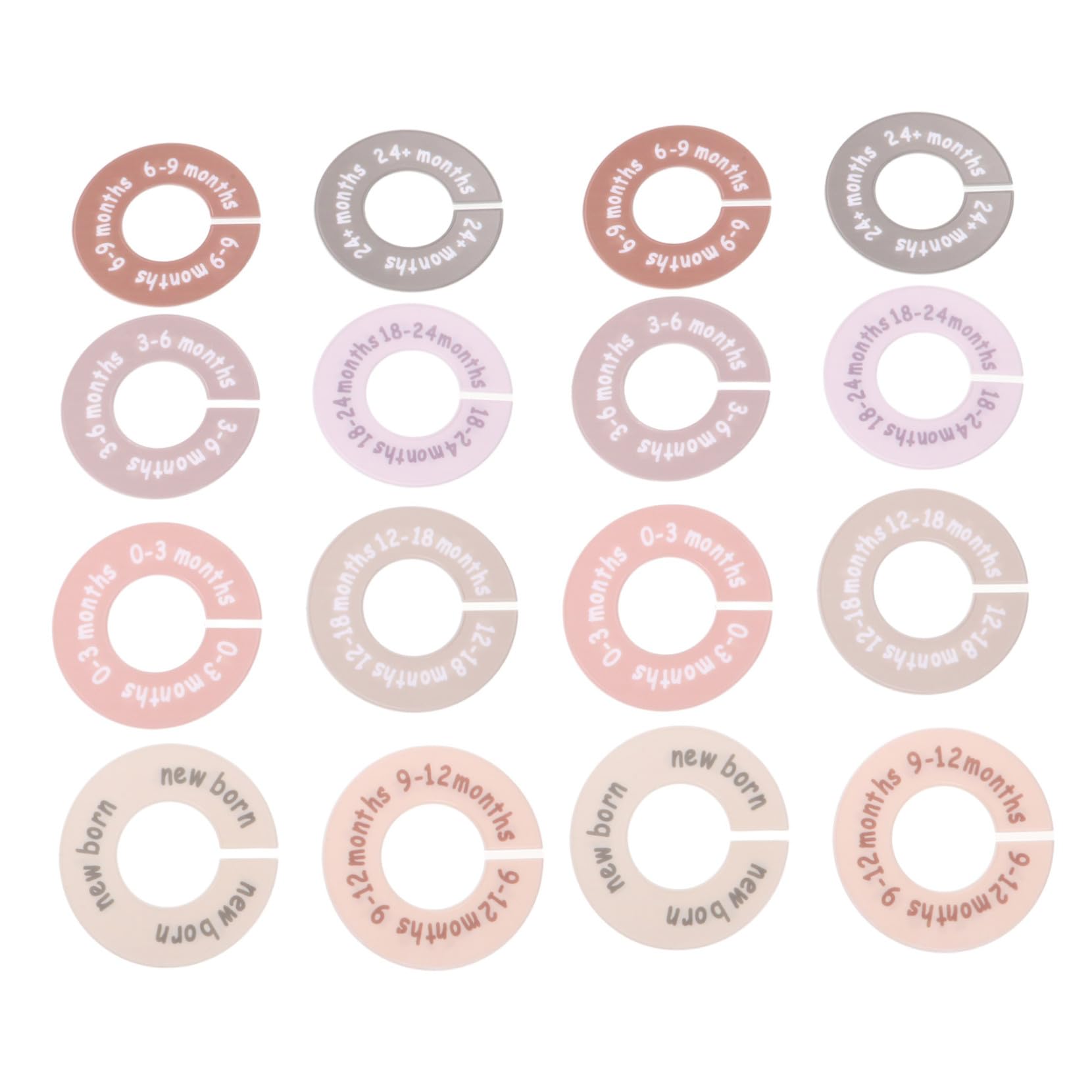 ベビークローゼット割用丸型衣類オーガナイザー 耐久性プラスチック製 ミニクローゼットマーカー 新生児からトドラー用収納整理用