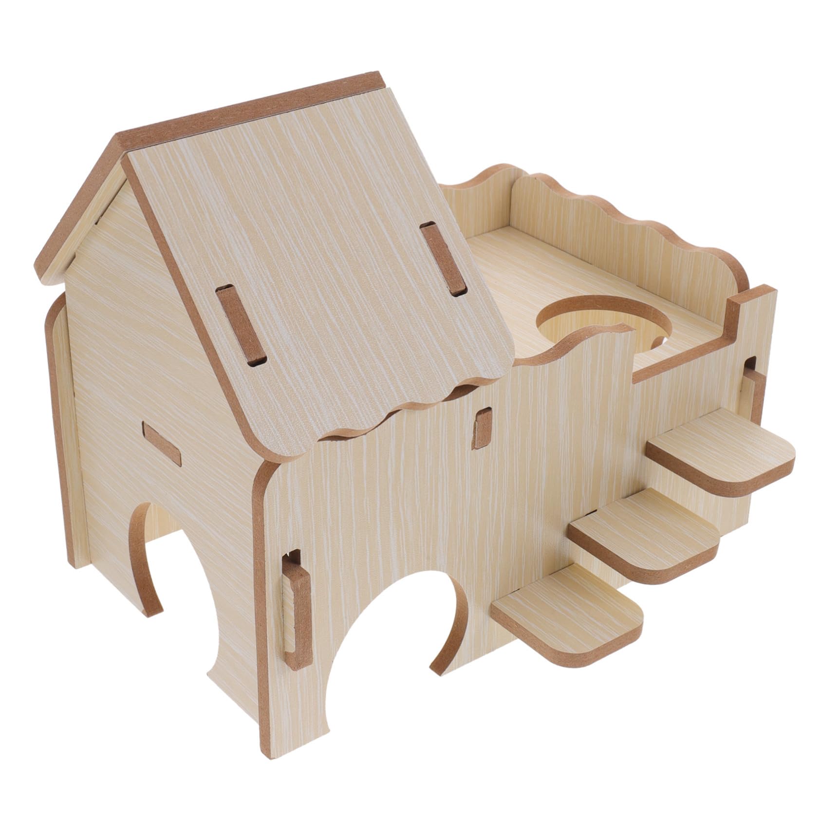 木製ハムスター小屋 プライベート空間付き 睡眠改善 かじり木遊具 うさぎ チンチラ モルモット対応 ペ..