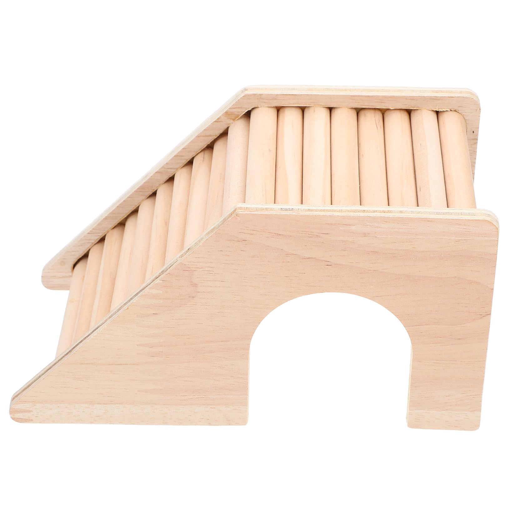 ハムスター用木製隠れ家ハウス 爬梯 付き なかじり木素材 ゴールデンハムスターや小動物の休憩所 遊び..