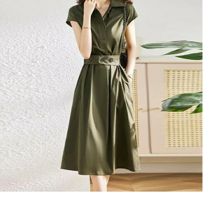 ワンピース ワンピ ドレス コットン シャツワンピ レディース エレガント きれいめ カジュアル 大人 可..