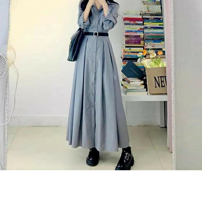 ワンピース ワンピ ドレス シャツワンピ 袖あり プリーツ レディース エレガント きれいめ カジュアル ..