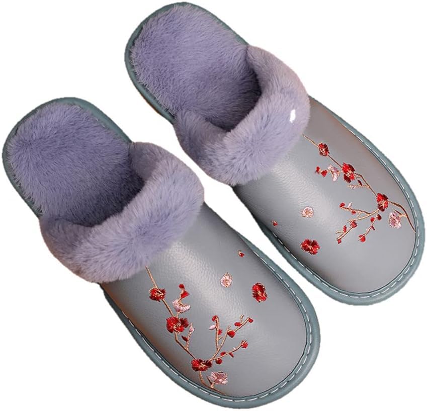 [] 革 スリッパ 本革 天然皮革 無地 刺繍 梅の柄/竹の柄 男女両サイズ 男性 女性 メンズ レディース 冬..