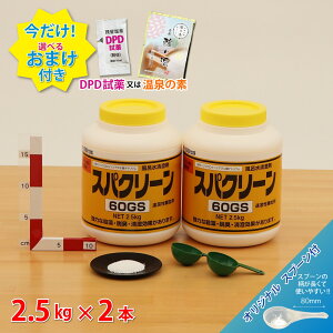 ■【スパクリーン 60GS ボトル (2.5kg)【2本】＊オリジナルスプーン付 ジクロロイソシアヌル酸Na ＼送料無料／ 【風呂水専用塩素剤】レジオネラ菌対策の定番商品 ＼今だけ選べるおまけ付き！／ 浴槽 浴室 公衆浴場 塩素濃度＼塩素投入量計算シート プレゼント／