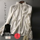 ブラウス レディース シャツ 長袖 レース シフォン 綿 フリル シースルー ハイネック 無地 ゆったり 花柄 薄手 フェミニン 通勤 春夏 高級感