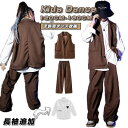 キッズダンス衣装 ヒップホップ 韓国子供服 男の子 女の子 セットアップ 上下セット ステージ衣装 小学生ダンス衣装 HIPHOP パンツ スカート エプロン(4)