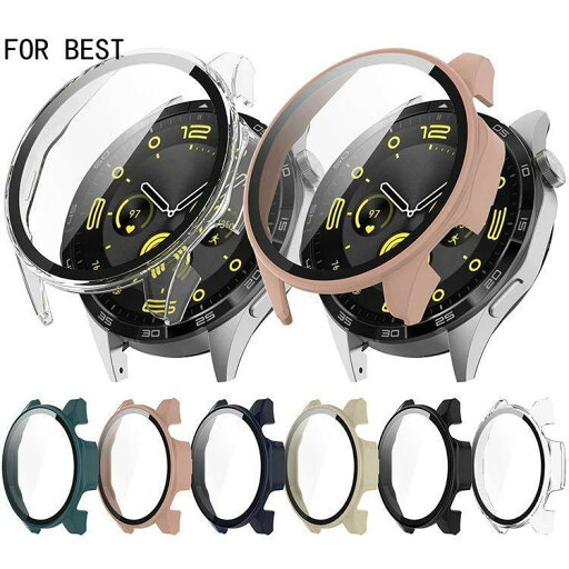 HUAWEI WATCH GT 4 ケース カバー 強化ガラス(ガラスフィルム)付き 全面保護 液晶保護ケース ファーウェイウォッチ GT 4 46mm 単色/クリア フィルム一体 ハー HUAWEI WATCH GT 4 ケース カバー 強化ガラス(ガラスフィルム)付き 全面保護 液晶保護ケース ファーウェイウォッチ GT 4 46mm 単色/クリア フィルム一体 ハー
