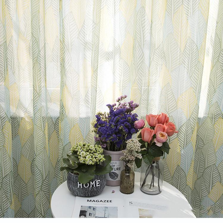 レースカーテン 半遮光 カーテン リネン おしゃれ 北欧風 ins風 遮熱 遮炎 UVカット 春 葉 ...