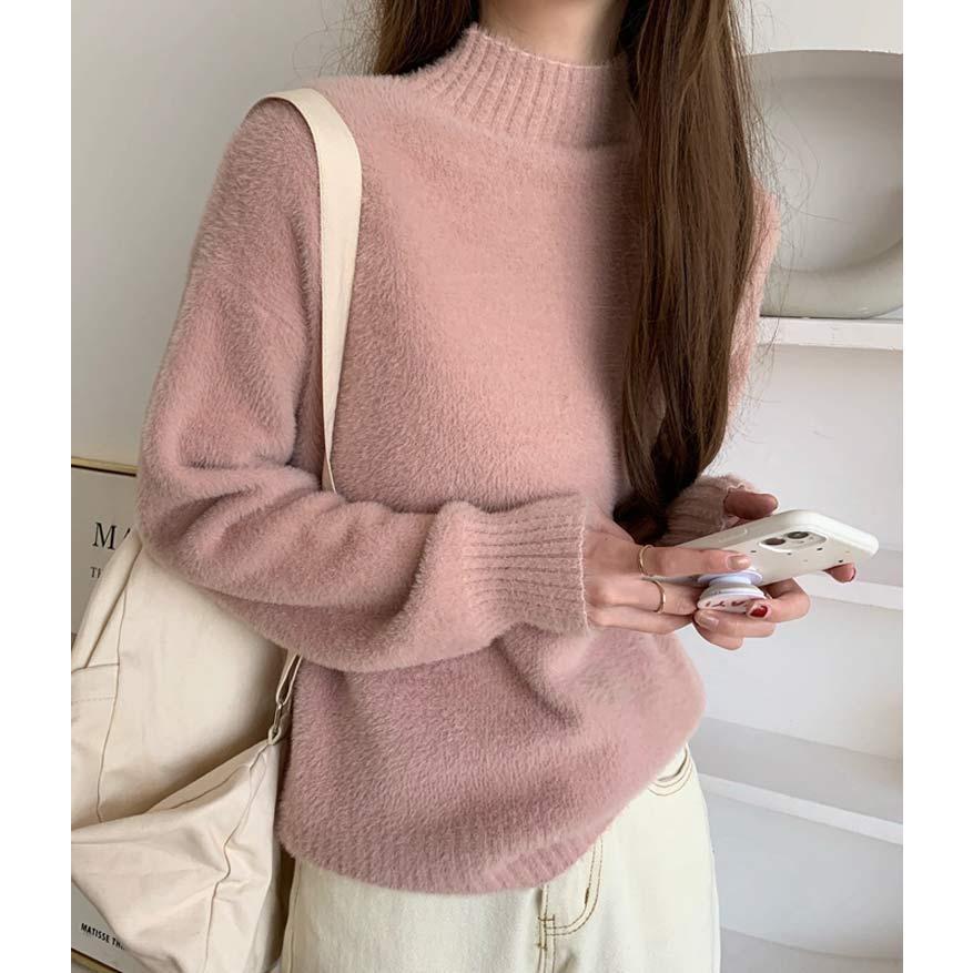 モヘア ニット セーター レディース 長袖 秋冬 ハイネックニット ふわふわ 暖かい ゆったり ハイゲージニット タートルネック リブ 無地 秋物 トップス ドロッ