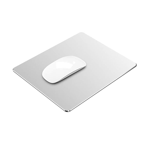 マウスパッド 大型 アルミ ゲーミング マウスパッド ハード 超薄型 両面使用 滑り防止と防水設計 シルバー(30×24×0.3cm）