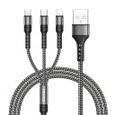 3in1 充電ケーブル USB ケーブル 3A 急速充電 充電コード USB Type C ケーブル Micro USB ケーブル Phone 充電ケーブル 3台同時給電可能 Phone Android タイプC Galaxy Kindle 等全機種(2)