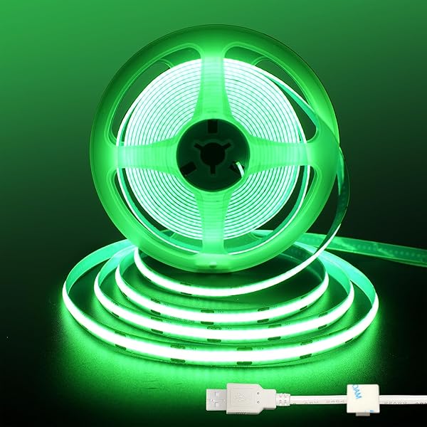 クリアヒル（）5V COB LEDストリップライト 1個 5M グリーン 320LED/m 3.5W/m 幅8mm 非防水IP20 1M USBスイッチケーブル 22AWG DIY 家庭のインテリア用
