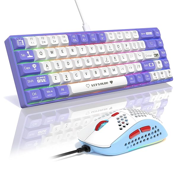 AK680 メカニカルゲーミングキーボード 60%コンパクト 有線接続 ホットスワップ 青轴 68キー カラーブ..