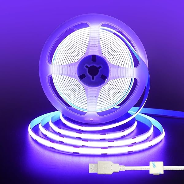 クリアヒル（）5V COB LEDストリップライト 1個 3M パープル 320LED/m 3.5W/m 幅8mm 非防水IP20 1M USBスイッチケーブル 22AWG DIY 家庭のインテリア用