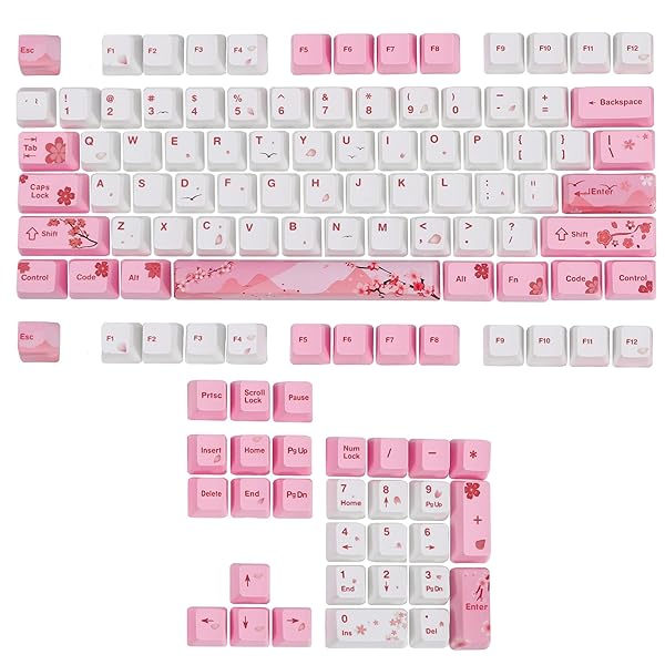 104サクラキーキャップかわいい日本のカスタムゲーミングキーキャップ染料のセット-チェリーMxGateronKailhスイッチ用サブOEMプロファイル87/10460％メカニカルキーボード