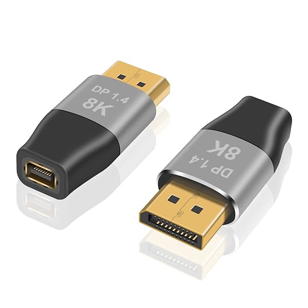 DPオスミニDPメス延長アダプタ, 8K Mini Displayport to DisplayPort 1.4 、32.4Gbps Mini Displayport メス DP オス アダプター 双方向トランスミッションをサポート。
