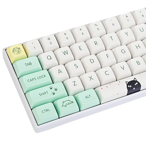 XDAプロファイルPBTキーキャップ60％、135キーカスタムゲーミングキーキャップANSI USおよび レイアウト用の昇華型Cherry Gateron MXスイッチメカニカルキーボード(Strange cat)