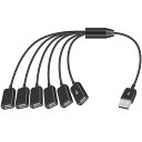 USB 延長ケーブル USB2.0 スプリッター Y字型延長分岐ケーブル、6 in 1 USB2.0 Type A 1 オスから 6 メスの Y スプリッターエクステンション充電ケーブル、内蔵チップを搭載しており、データ同期と充電をサポートしています