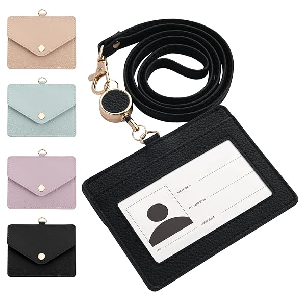 パスケース IDカードホルダー 定期入れ 伸縮リール式 首掛け ネックストラップ付 idケース 社員証 ネー..