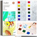 固形水彩付き塗り絵 こどもの塗り絵 子供専用ぬりえ キッズお絵描きセット 携帯便利 小学生 知育教育 プレゼント 昆虫