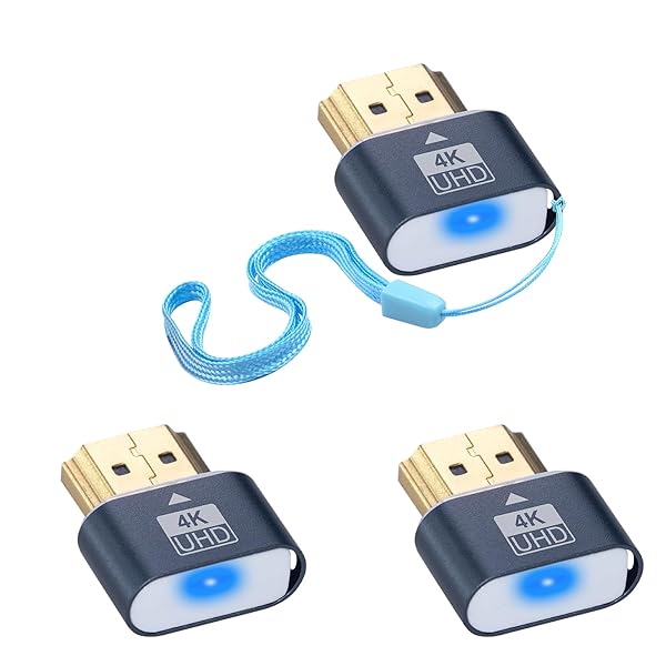 4K HDMIダミープラグ3個、HDMI EDIDエミュレーター、仮想モニターディスプレイエミュレーター ヘッドレスゴーストアダプターは、コンピュータデスクトップ用に4K HDRおよびHDMI2.0解像度をサポートします。LEDライト付き