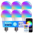 【適格請求書発行可】スマート電球 E26 LED電球 調光調色 9W 800lm超明るい スマートライト Alexa対応 電球 Google Home対応 電球色・昼白色・虹色対応 1600万色RGB 音楽同期 間接照明 クリスマス スマートでんきゅ