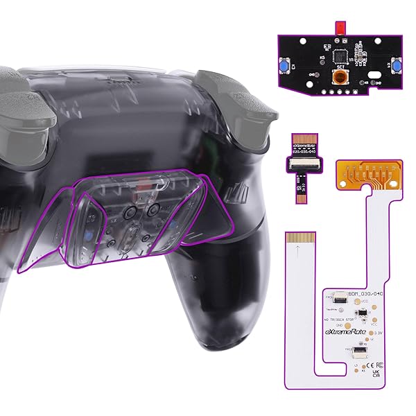 コントローラーではない。 ps5コントローラー(BDM-030&BDM-040&BDM-050)に対応用クリアプラスティック製RISE4 V3背面リマップキット、ps5コントローラー用アップグレードボード&バックシェルラバーグリップ付き&4バックボタ