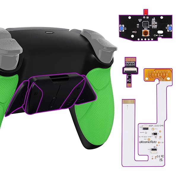 コントローラーではない。 ps5コントローラー（BDM-030&BDM-040&BDM-050）に対応用ラバーグリップ付きプラスティック製RISE4 V3背面リマップキット、ps5コントローラー用アップグレードボード＆黒いバックシェルラバーグリップ付