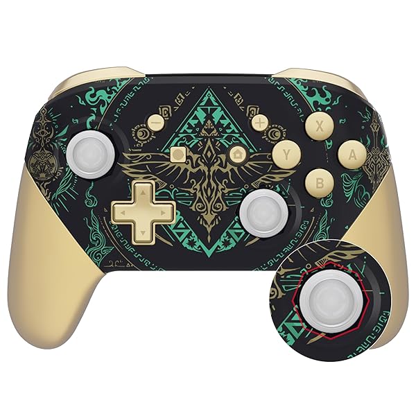 プロコンスイッチに対応用オクタゴナルゲートスティックデザインハウジングシェル、パターン柄のswitch プロコンに対応用プロコン ケース、プロコン カスタムパー-本体は付属していません【ゼルダブラック-暗闇で光る】