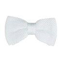 ニット ボウタイ 蝶ネクタイリボン 結婚式 卒業式 調整可能 メンズ レディース ホワイト 6 x 11 cm