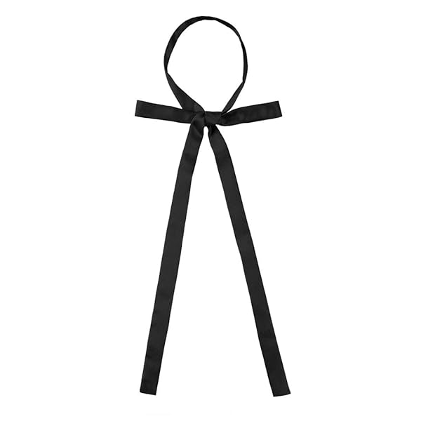 スクールリボン 制服リボン リボンタイ 無地 ネクタイ ボウタイ 蝶ネクタイ 女子高校生 制服 ブラック 144 x 1.8 cm