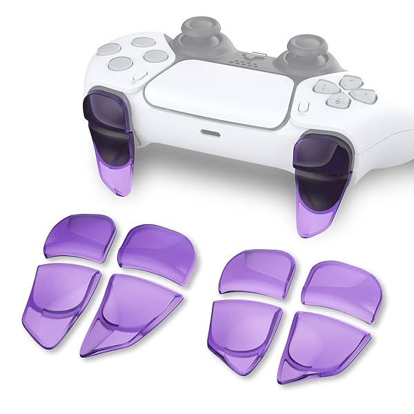 ps5コントローラーに対応用2ペアショルダーボタンエクステンショントリガー、ps5 edge対応用ゲーム改善アジャスター、ps portal対応用バンパートリガーエクステンダー【クリアパープル】