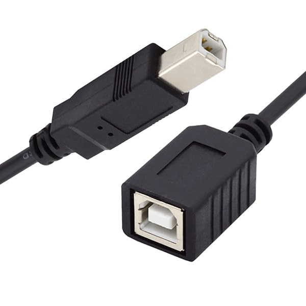 USB 2.0 Bタイプ オス-メス延長ケーブル 20cm プリンタースキャナーディスク用