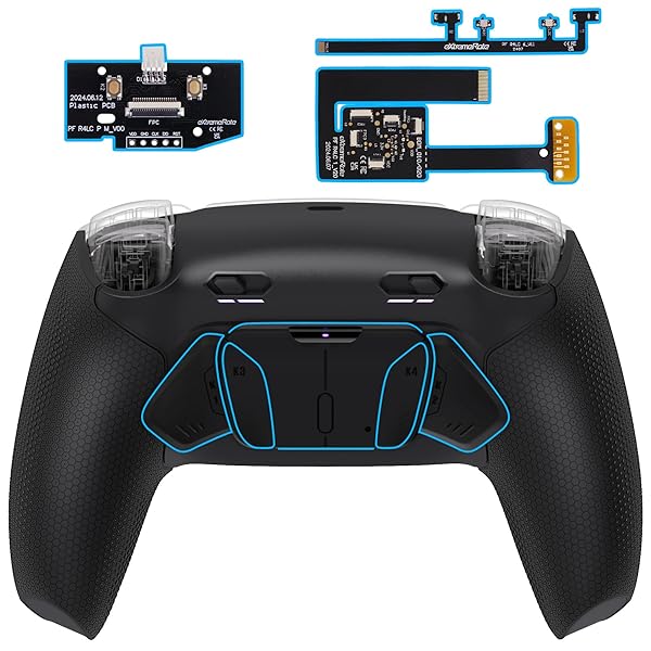 ps5コントローラーBDM-010/020対応RISE4 Plus MAXバックパドルキット、クリッキートリガーストップ＆ラバーグリップ付き、ps5コントローラー対応用リマップ可能な背面ボタンキット-コントローラーは含まれていません【ブラック】