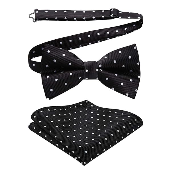 黒 蝶ネクタイ メンズ 結婚式 大人 ワンタッチ 蝶ネクタイ ポケットチーフ セット 水玉 ドット おしゃれ ボウタイシルクビジネス フォーマル ブランド 高級...