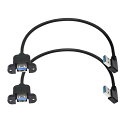 パネルマウントusbケーブル、usb3.0ケーブル 30cm、USB Aポート(メス) - USB Aポート(オス) 3mmネジ穴付き 左角度(2)