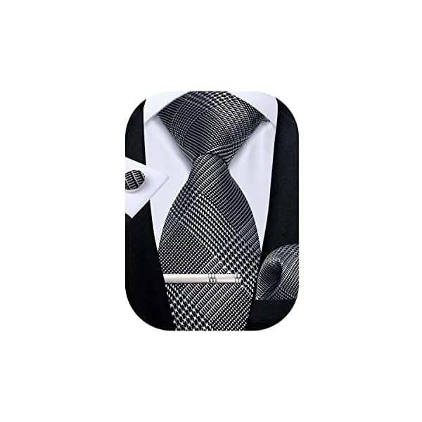 ネクタイ ダークグレー 格子縞 ネクタイ ポケットチーフ タイピン セット ビジネス 就活 入学式