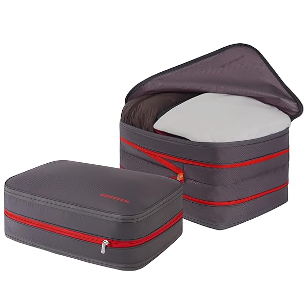 圧縮バッグ 防水トラベルポーチ 旅行用圧縮袋 衣類圧縮袋収納 ファスナー 拡張可能 ペース節約 2 つの..