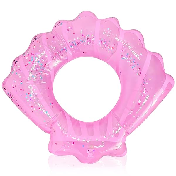 ホタテガイ 浮き輪 プール 貝殻 浮き具 カイガラデザイン キラキラ 海シーズン フロート スイミング ビーチ 用大人 子供用 夏の日 夏休み 超可愛い インフレータブル 夏旅行 レジャー (ピンク 80*90cm)