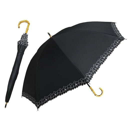 傘 レディース 日傘 uvカット 遮光 長傘 日傘兼用雨傘 レディース 超軽量 約250g バンブーハンドル 母の日のプレゼント 敬老の日 ギフト 誕生日プレゼント おしゃれ 晴雨兼用傘 超撥水 遮光遮熱 8本骨 親骨50cm (花柄刺繍・ブラック) 傘 レディース 日傘 uvカット 遮光 長傘 日傘兼用雨傘 レディース 超軽量 約250g バンブーハンドル 母の日のプレゼント 敬老の日 ギフト 誕生日プレゼント おしゃれ 晴雨兼用傘 超撥水 遮光遮熱 8本骨 親骨50cm (花柄刺繍・ブラック)