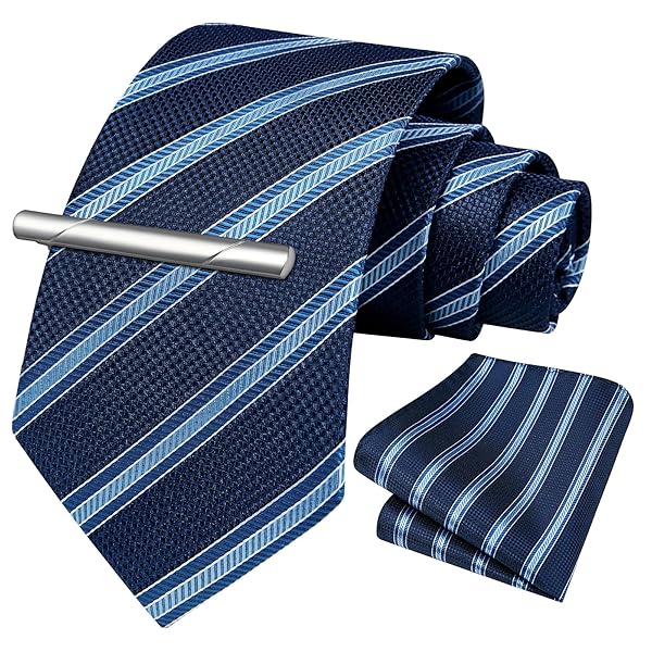 ネクタイ セット メンズ ビジネス ネクタイ ネイビー ストライプ タイクリップ フォーマル 就活 入学式 卒業式 プレゼント A3-02