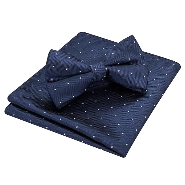 蝶ネクタイ メンズ ワンタッチ ボウタイ - チェック チェック柄 ネイビー フォーマル 蝶ネクタイチーフ セット 簡単着脱 調節可能 bowtie BC121...